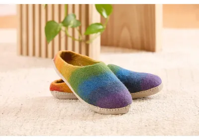 Productafbeelding van Regenboog-viltpantoffels, maat 39.