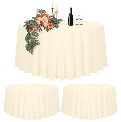 Immagine prodotto di Set di 2 tovaglioli rotondi, color beige, diametro 305 cm, impermeabili, in poliestere