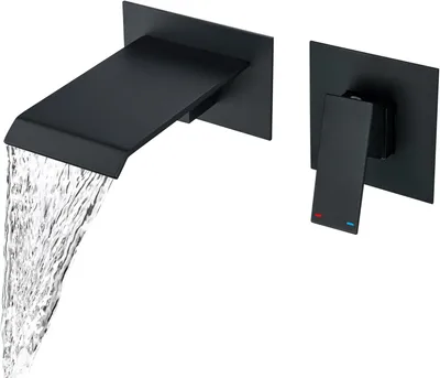 Imagen del producto de Grifo de bañera de montaje en pared, diseño de cascada en color , con 2 orificios, caño de 10 cm, para baño