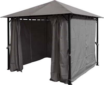 Produktbild von Metall Garten Pavillon Nizza 3x3m Antik Partyzelt Grau RAL 7012  mit 4 Seitenteilen