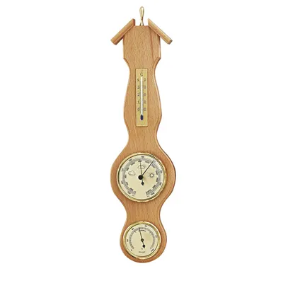 Produktbild von Wetterstation mit Barometer, Thermometer und Hygrometer, aus Naturholz