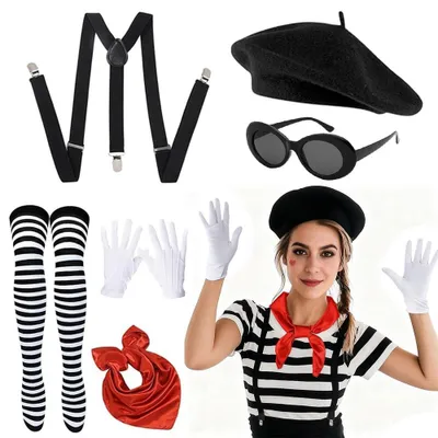 Image de Costume de pantomime pour femmes, avec accessoires