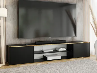 Produktbild von KierMoebel Tv Schrank EDI 4, Modern Lowboard Schwarz 206,4x42x38,8 cm