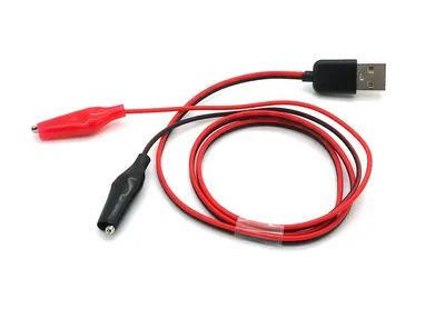 Produktbild von DC Adapterkabel USB A Stecker - 2x Krokodilklemme 60cm