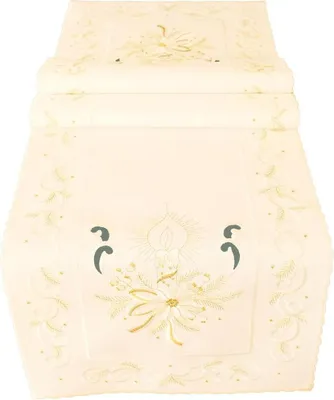 Produktbild von Tischläufer Stick Kerze Ornamente ecru gold 40x140 cm