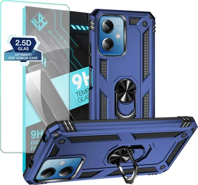 Produktbild von Armor Outdoor Handyhülle für Xiaomi Redmi Note 12 5G Handy Panzer Case Schutzhülle mit 9H Displayglas Displayschutz Farbe: Blau