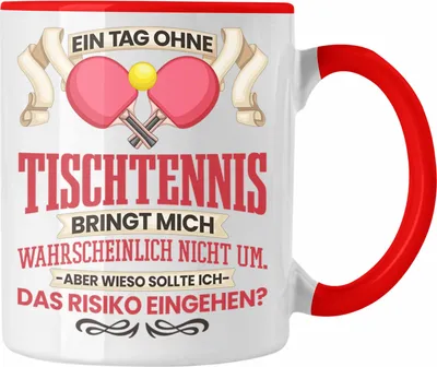 Produktbild von Trendation - Tischtennis Tasse Geschenk für Tischtennisspieler Lustiger Spruch Geschenkidee (Rot)
