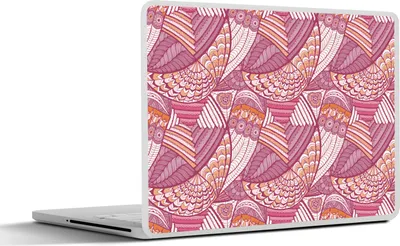 Produktbild von MuchoWow® Laptop Aufkleber Sticker Cover Mädchen - Federn - Rosa - Muster - Mädchen - Kinder - Kinder 32.5x23.5 cm - Sticker für Laptop - Selbstklebend