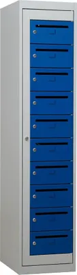Produktbild von Gürkan Schließfachschrank lichtgrau, blau 111315, 10 Schließfächer 40,0 x 50,0 x 180,0 cm
