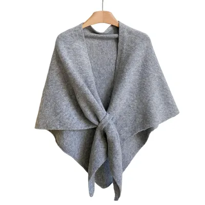 Produktbild von Generisch Damen Dreieckstuch Elegant Poncho Schultertuch, 185x75cm, Grau