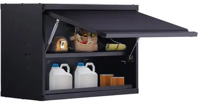 Obrázok produktu pre Dielenská nástenná skriňa - 77 x 31,8 x 50 cm - Nástenná skriňa - Celková nosnosť 108 kg (2 police) - Dielenská skriňa vyrobená z oceľového plechu SPCC s hrúbkou 0,6 mm - Ideálna ako skladová skriňa, skriňa na náradie, kancelárska skriňa