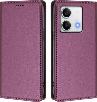 Image de Étui en cuir pour Xiaomi Redmi Note 13 5G, étui à rabat magnétique en cuirPolyuréthaneavec support, violet
