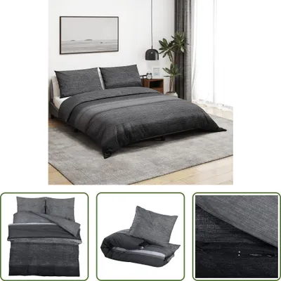 Immagine prodotto di The Living Store Set di biancheria da letto grigio scuro 155x220 cm in cotone