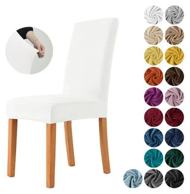 Produktbild von MEBLE ODNOWA, Stuhlhusse, Samt-Stuhlbezug, Standardgröße, Samt, Weiß, Velours, Elastisch, Stuhlbezüge, Stuhlhussen, Maschinenwaschbar