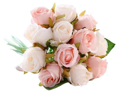 12 künstliche Rosenblumen, Seidenblumen mit Stielen, rosa