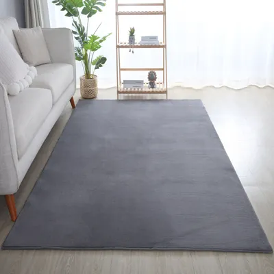 Produktbild von Kurzflor Teppich Wohnzimmer Grau 240x340 Rechteck Unicolor - Einfarbig aus Polyester