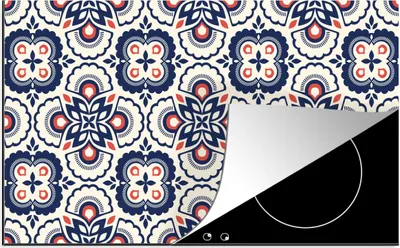 Produktbild von KitchenYeah© Herdabdeckplatte Blumen - Retro - Design , 89x51cm, Küche Deko, Glaskeramikkochfeld Herdabdeckung, Abdeckplatte fùr Kochfeld