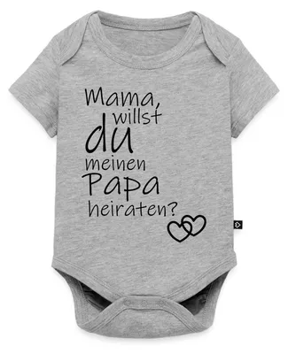 Produktbild von Spreadshirt Mama Willst Du Meinen Papa Heiraten Kurzarm Tages Baby Body, 92 (1,5 - 2 Jahre), Grau meliert