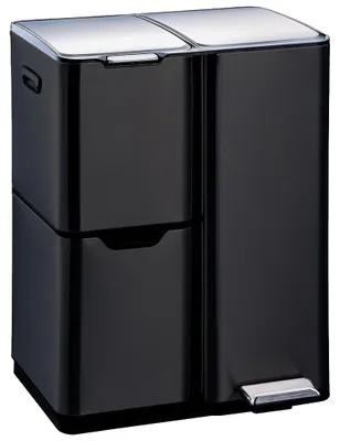 Image de Poubelle - Conteneur à déchets - Poubelle à pédale - Bac à ordures - Bac de tri des déchets - 60 litres - Acier inoxydable