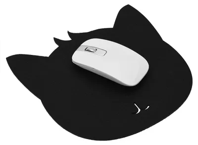 Image de Tapis de souris de bureau antistatique en feutre, en forme de chat, anti-poussière, noir