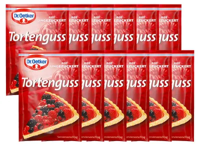 Produktbild von Dr. Oetker Tortenguss rot ungezuckert einfach zuzubereiten 36g 12erPack