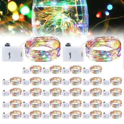 LED-Lichterkette, 2 m, 20 LEDs, batteriebetrieben, wasserdicht, mehrfarbig