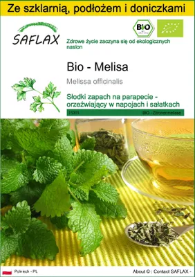 Zdjęcie produktu dla SAFLAX - Zestaw do uprawy - Bio - Melisa - 1000 Nasiona - Z mini szklarnią, podłożem uprawowym i 2 doniczkami - Melissa officinalis