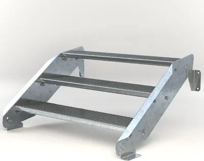 Produktbild von Stahltreppe 3 Stufen bis Höhe 64 cm, Laufbreite : 110 cm kein Geländer ST 1 (31 / 31 mm)