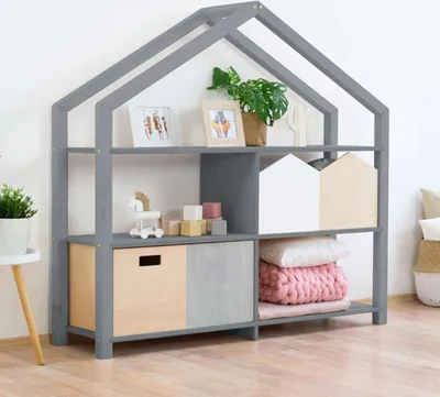 Produktbild von Wooden House Shelf SHELLY - Grey