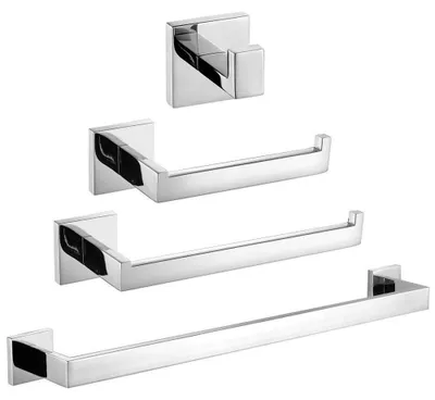 4-teiliges Bad-Hardware-Set, Edelstahl, Handtuchstange 50 cm