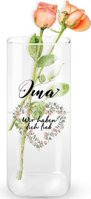 Obrázek produktu pro Moderní skleněná váza Dárek pro babičku Dekorativní váza na květiny 19 cm Transparentní