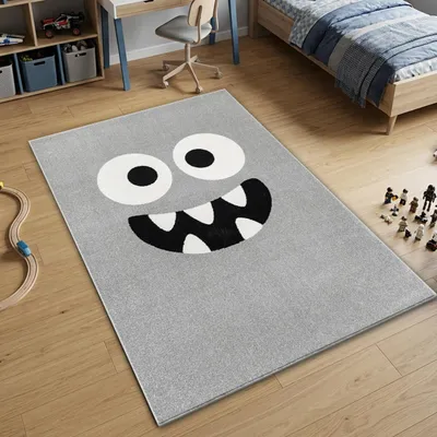 Immagine prodotto di Tappeto da gioco grigio con volto di mostro - Dimensioni: 140 x 200 cm