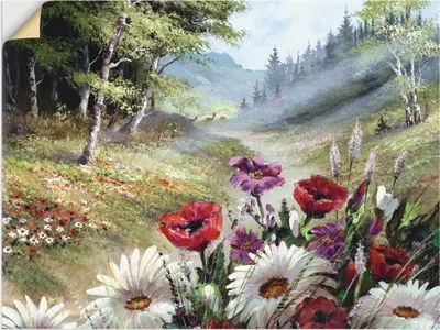 Produktbild von ARTland Wandbild, selbstklebend Rehe im Hintergrund Größe: 80x60 cm