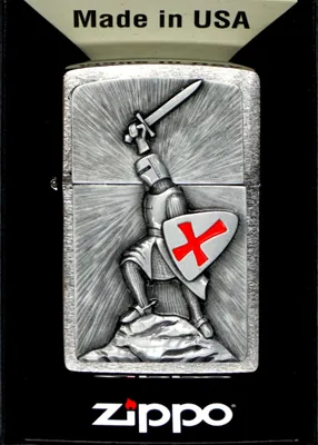 Immagine prodotto di Accendino Zippo Crusade Victory cavaliere Chrome Brushed con emblema