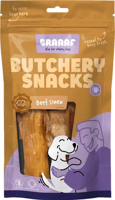Imagen del producto de Braaaf, snacks para perros, salchicha de ternera, 150 g