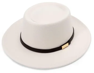 Produktbild von Fedora-Hut Damen breite Krempe Gürtelschnalle Retro Panama Schlapphut Beige Einheitsgröße