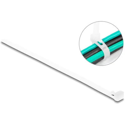 Produktbild von DeLOCK Kabelbinder wiederverwendbar L 150 x B 7,2 mm 100 Stück weiß, Kabelbinder mit Klettverschluss, Nylon, Weiß, 150 mm, 7,2 mm, 100 Stück(e)