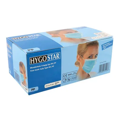 Produktbild von HYGOSTAR Mundschutz 291761 3lagig Typ IIR 50St.