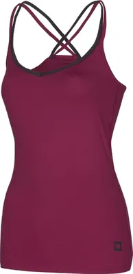 Sporttop Corona von Ocun in dunkellila mit Kreuzträgern; ideal für Damenbekleidung.
