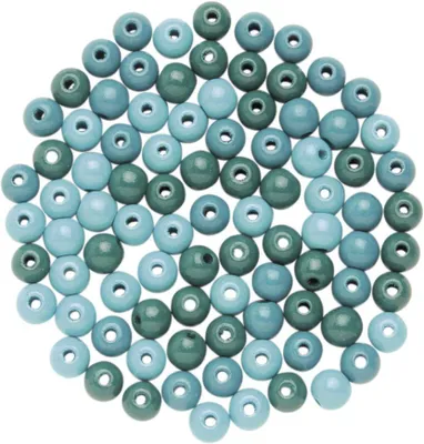 Produktbild von Glorex Holzperle türkis mix 15 mm - 14 Stück