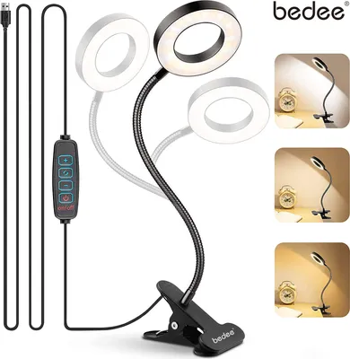 Produktbild von LED Leselampen, 3 Farbmodi 10 Dimmstufen, LED Klemmlampe Schwanenhals, USB-Tischleuchte Clip 48LED