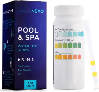 Produktbild von Aquanexo Pool Teststreifen 3-in-1 pH und Chlor Wassertester 100 st.