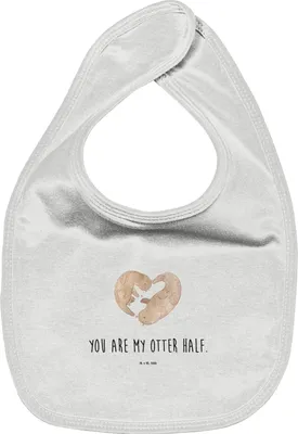 Produktbild von Mr. & Mrs. Panda Lätzchen Otter Herz - Weiß - Geschenk, Schlabberlatz, Seeotter, Liebe, Hochzeitstag, Kinderlätzchen, Für Babys, Sabber, Babylätzchen
