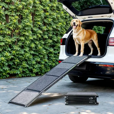 Obrázok produktu pre Rampa pre veľké psy, s protišmykovým povrchom, prenosná schodíková rampa pre auto