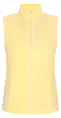 Produktbild von Damen Sportliche Polyester Weste gelb mit Stehkragen, Reißverschluss und Taschen Größe M
