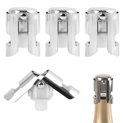4 Champagnerkorken aus Edelstahl, Silikondichtung, wiederverwendbar