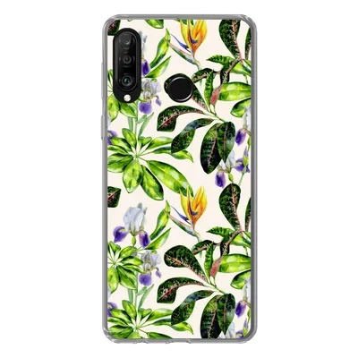 Produktbild von MuchoWow® Handyhülle Schutzhülle Hülle für Huawei P30 Lite Blätter - Strelitzia - Blüte Silikon Softcase Handy Hülle - Handyhülle