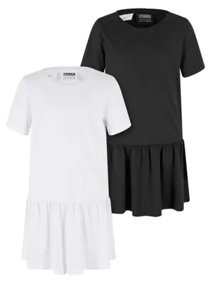 Produktbild von Urban Classics - "Valance" T-Shirt-Kleid für Mädchen(2er-Pack) TN659 (140) (Weiß/Schwarz)