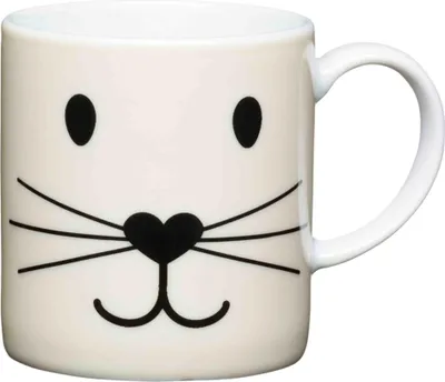 Produktbild von Kitchencraft Cat Face Kaffeebecher, Porzellan, mehrfarbig, 7x4x7 cm