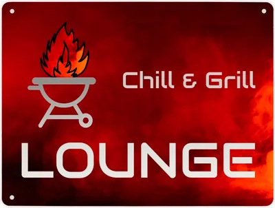 Produktbild von Chill & Grill Lounge Metallschild XL in 21x28 cm mit Spruch